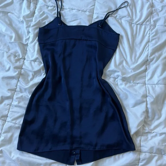 Aritzia Wilfred Classic Navy Marine Bloom Dress | 6 - Picture 3 of 3